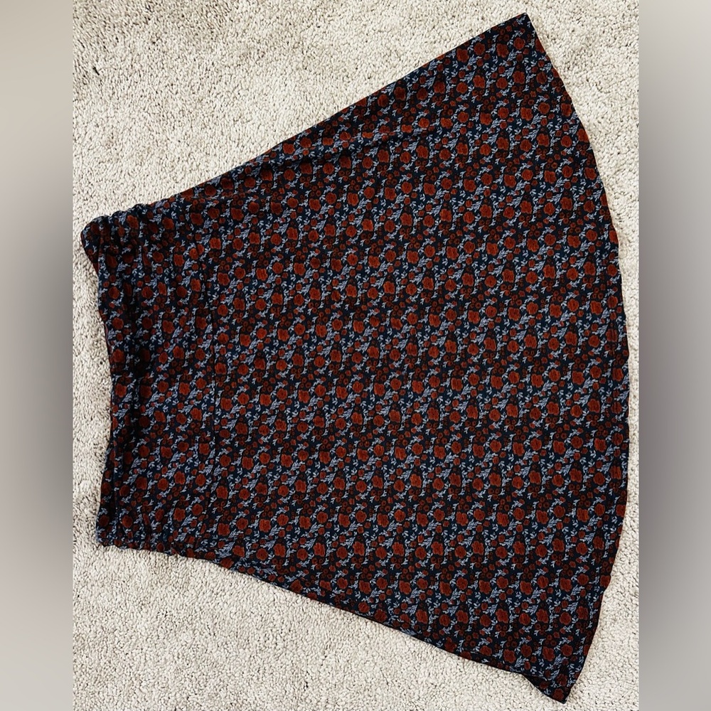 Toad&Co Brown & Red Print A-Line Chaka Mini Skirt Size X-Small